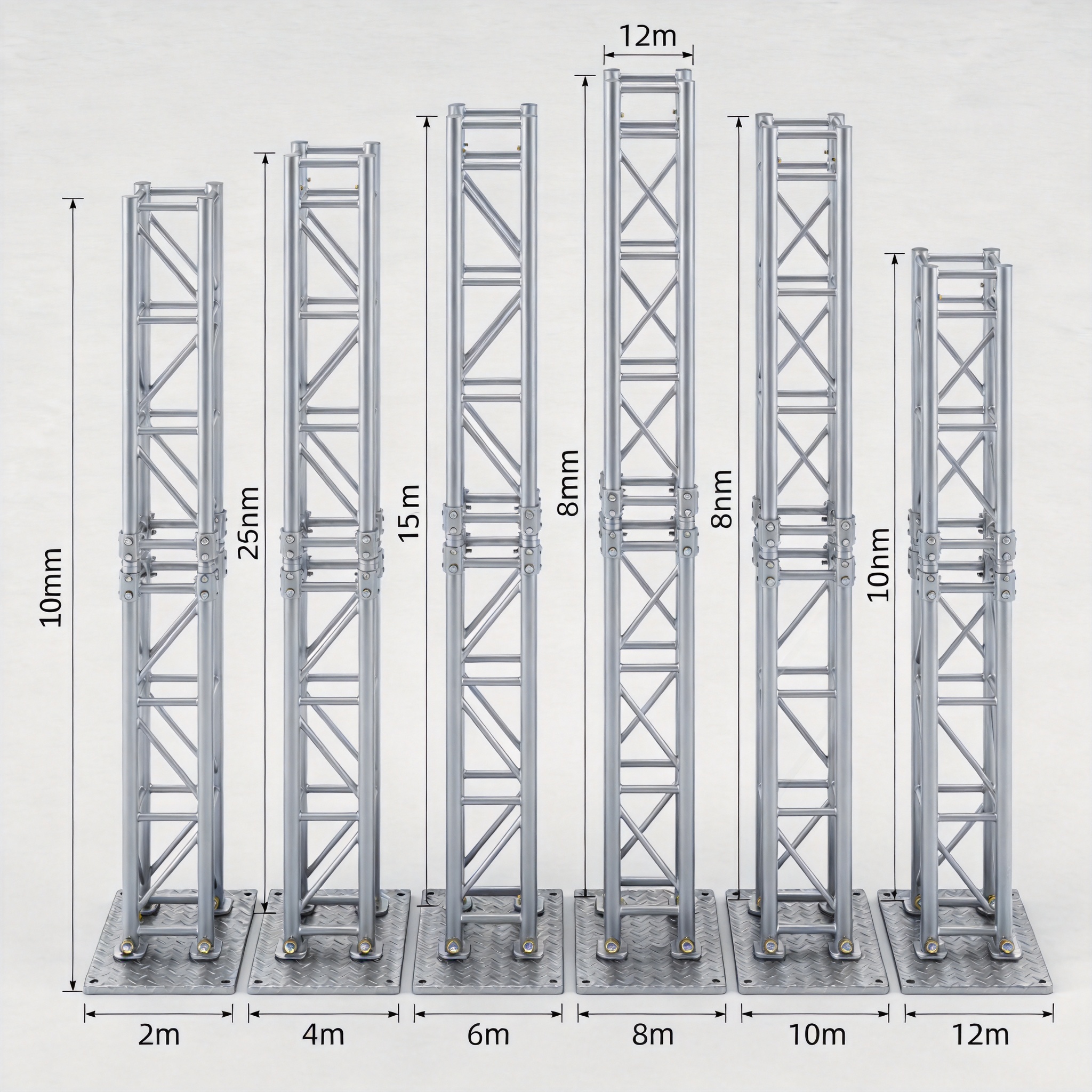 Diagram of modular aluminum tower height combinations