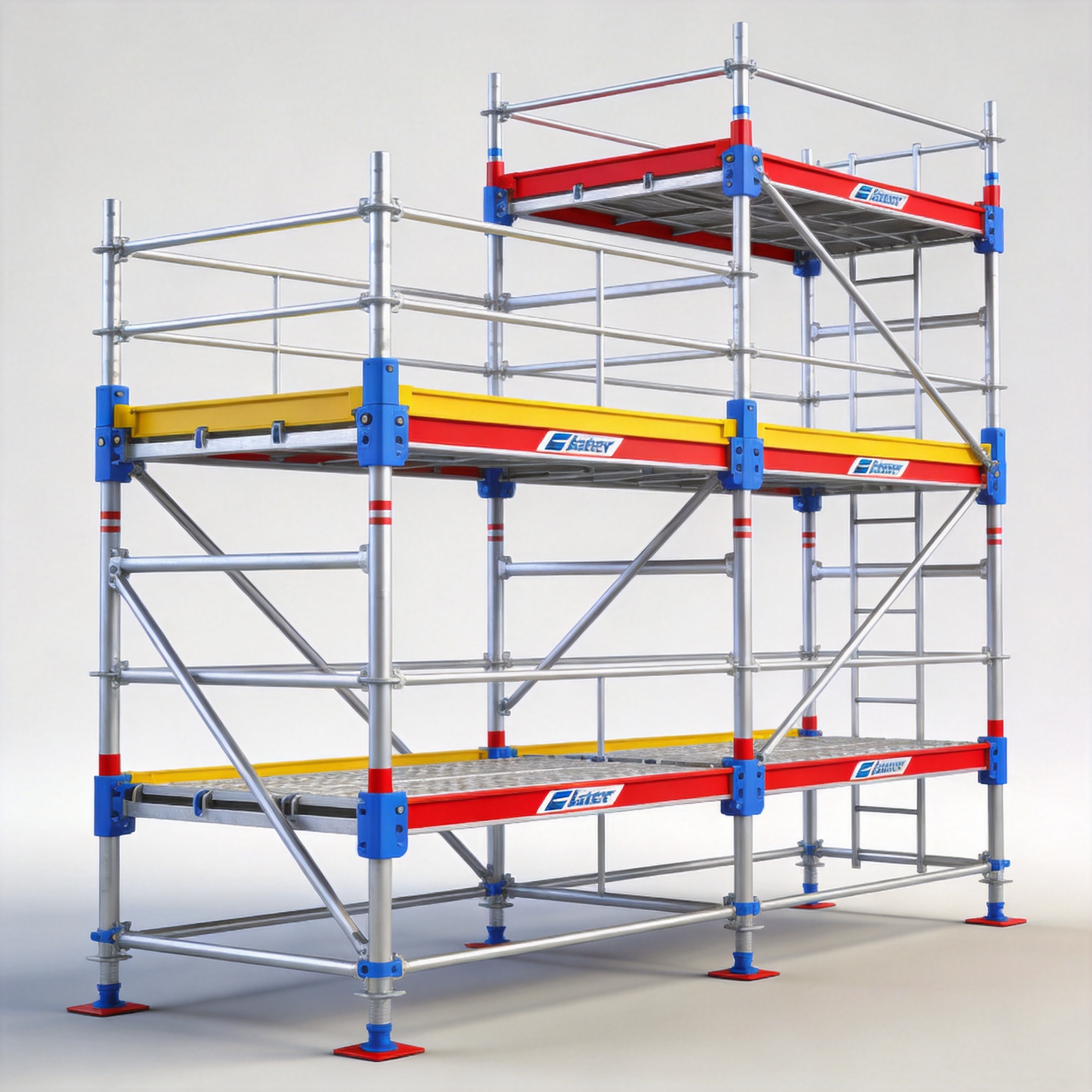 Aluminum scaffolding color chart showing safety orange and high-visibility yellow options