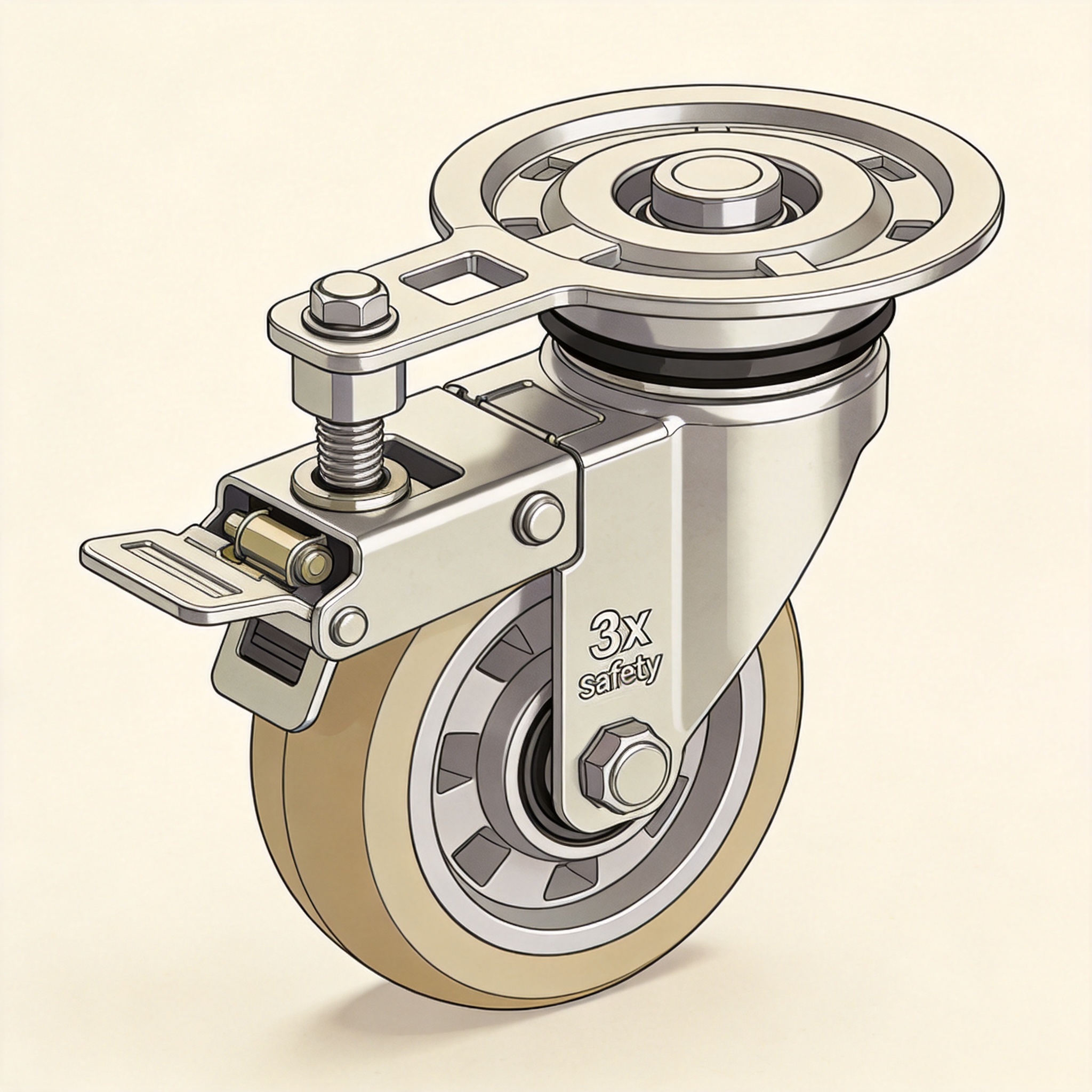 Mobile scaffolding tower caster wheel close-up
