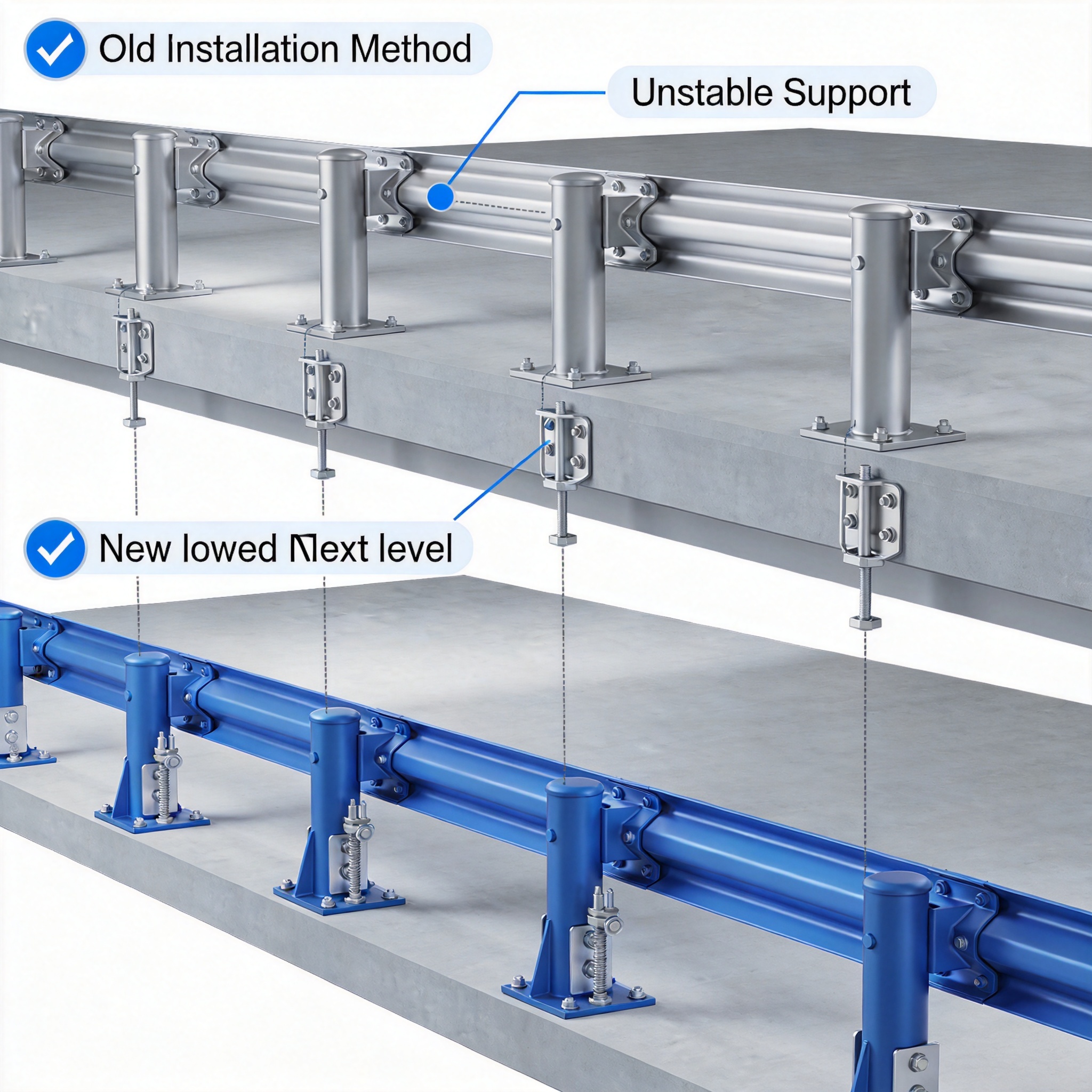 Comparison of old and new EN 1004 guardrail installation methods
