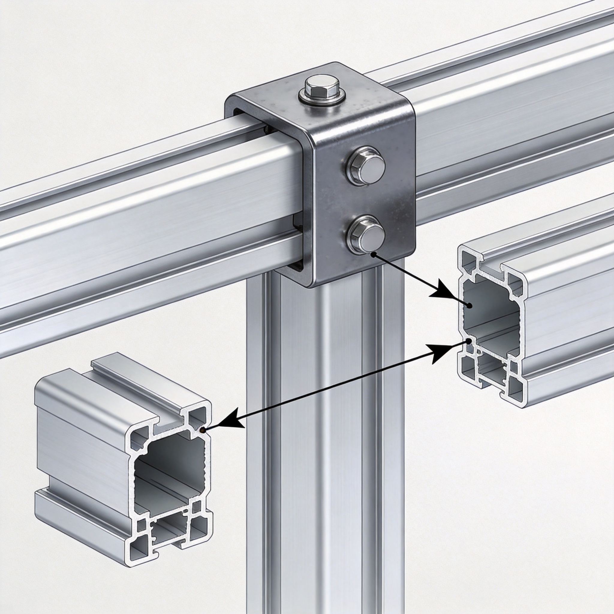 Diagram of load transfer between aluminum beam and steel connector