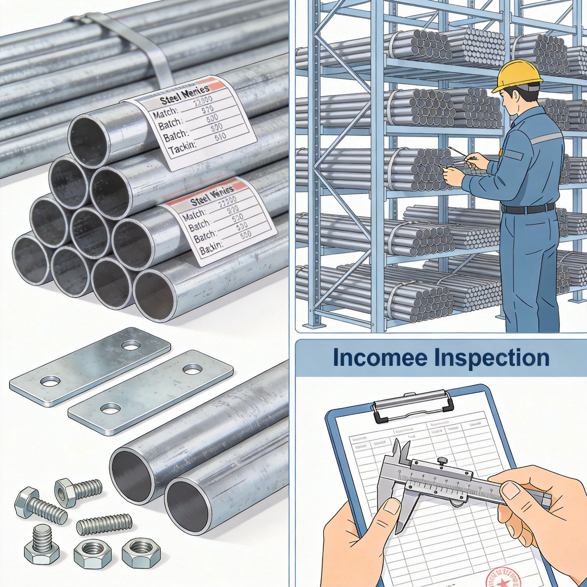 Welder inspecting scaffold weld joint