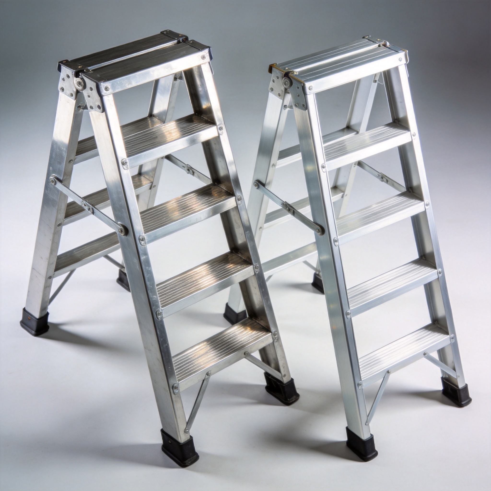 Industrial aluminum ladder on a construction site