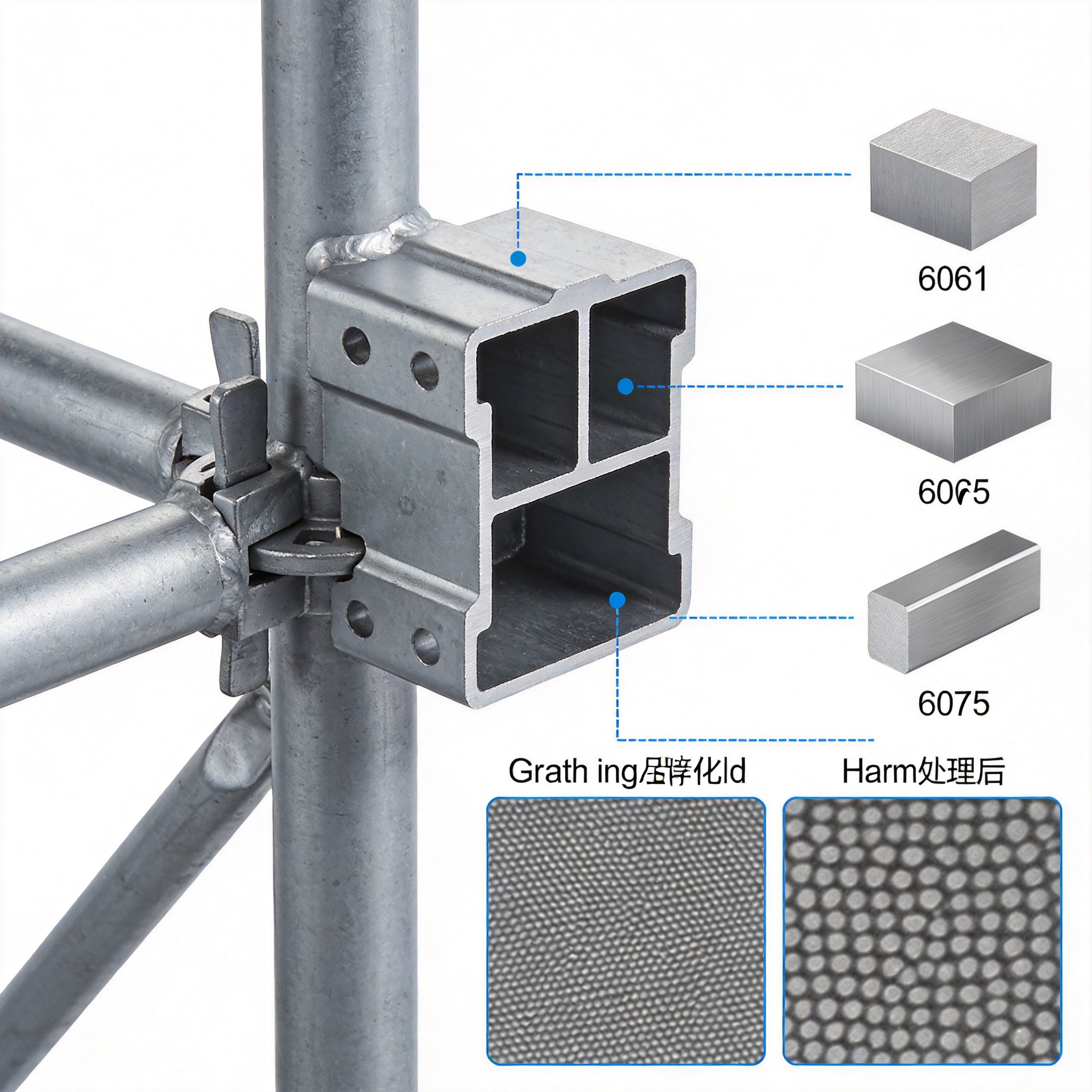 Microstructure of 6061-T6 aluminum alloy used in scaffolding